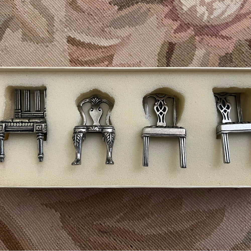 Silver Miniature Chair Set